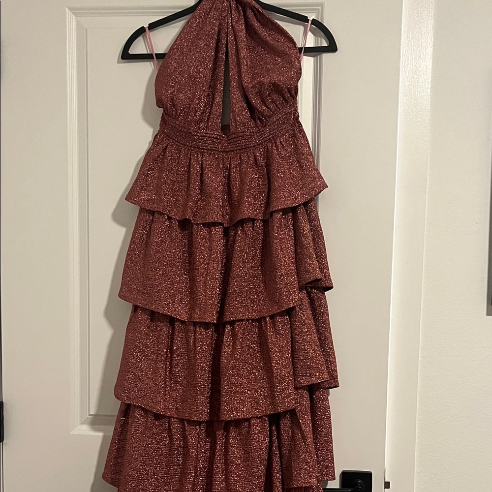 Pink Shimmer Halter Dress